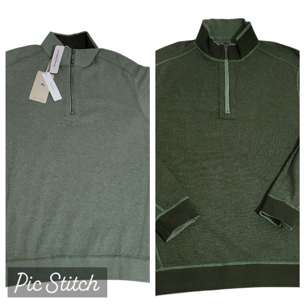 Tommy Bahama Flip Coast 1/2 Zip Sweatshirt Men Medium Pullover Reversible Green - Picture 1 of 15